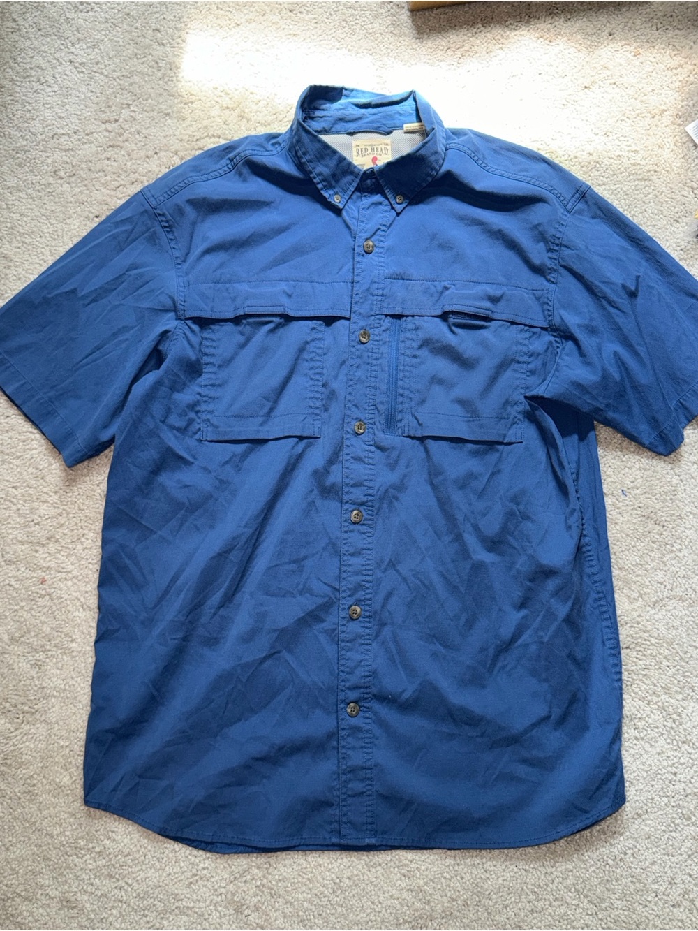 RedHead Men's Short-Sleeve Button-Down Shirt in Royal Blue XL
